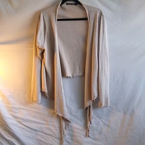 Woolovers beige open front sweater-cardigan